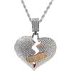 PAMTIER Collana con Ciondolo Cuore Spezzato Uomo Donna Catena di Diamanti Affascinanti Gioielli Hip Hop