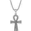 OIDEA Collana Croce Uomo Acciaio Inox,Ciondolo Egizio Ankh Crocifisso Catena 22 Pollici Preghiera-Regalo per Battesimo Halloween Compleanno Ragazzo Donna Natale