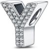 LaMenars Charms con lettere dalla A alla Z, perline in argento sterling 925, adatte a bracciali con zirconi 5A, regali di gioielli di compleanno per donne e ragazze
