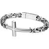 OIDEA Bracciale Bizantina Croce Uomo: Gioiello Religioso in Acciaio Inossidabile Braccialetto Pesante - Regalo Hiphop Gotico per Pasqua Battesimo Natale