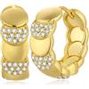 Miaofu Orecchini a Cerchio 18k Oro Bianco Placcata Argento Zirconi Simulato Diamante Brillanti per Donna