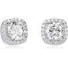 Diamond Treats Orecchini Donna Argento 925 con Pietra Taglio Cuscino e Halo di Zirconia Cubica, Orecchini a Bottone Eleganti Placcati Rodio o Oro, Gioielli Donna con Confezione Regalo