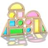 WOODENFUN 32 pezzi costruzioni arcobaleno in acrilico con luci Montessori giocattoli per bambini in legno di gomma blocchi trasparenti arcobaleno in acrilico (12 pezzi)