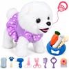 GOBRILLFUN Interactive Plush Puppy Toy with Remote Control - Electronic Stuffed Animal Dog can Walks, Barks & Wags Tail, 10 Pcs Pet Care Playset, Realistic and Fun for 3-6-Year-Old Kids (Purple)