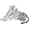 BRUBAKER 100 cm Tiger Coccolone Giocattolo con Tigre Bambino Tigre - Mamma Sdraiata Bambino Peluche Giocattolo di Peluche - Bianco