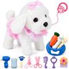 GOBRILLFUN Interactive Plush Puppy Toy with Remote Control - Electronic Stuffed Animal Dog can Walks, Barks & Wags Tail, 10 Pcs Pet Care Playset, Realistic and Fun for 3-6-Year-Old Kids (White)