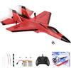 Jradse Aereo RC 2,4 GHz, Aereo Telecomandato con Giroscopio a 3 Assi, Aereo da Combattimento in Schiuma 2 Canali con 2 Batterie e Luci LED, Facile da Pilotare per Principianti Bambini Adulti, Rosso