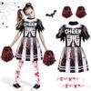 HUIKUANGEU Cheerleader Zombie,Costume da Cheerleader Zombie,Vestito Zombi,Cheerleader Halloween,Costume Halloween Zombie,Cheerleader Costume Halloween,Costume Halloween Studentessa Zombie