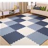Skrsila Tappeto Puzzle per Bambini 18 Pezzi Tappetino Gioco in Soffice Schiuma Eva Tappetini Puzzle 30x30x1,2 cm, Impermeabile e Antiscivolo Puzzle da Pavimento Bianco + Blu Navy + Azzurro