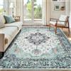 INOVADAY Vintage Tappeto 200x300 cm Tappeti Blu Scuro/Verde/Rosso | Tappeto Salotto, Tappeto Camera da letto, Lavabile in Lavatrice, Sala da pranzo, Cucina, Morbida, Slavata, Stampato, OEKO