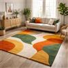 AUWUUA moderno Lavabile Tappeto camera da letto, 120x180 cm, con blocchi geometrici arancioni, verdi e gialli, Tappeti per soggiorno, sala da pranzo, cucina e ingresso