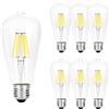 HUAMu Lampadine di Filamento a LED Attacco E27, ST64 Edison Vintage,6W EquivalentI a 60W, 600Lumen, Luce Bianca Fredda 6500K,Consumo Basso,Risparmio Energetico,Non Dimmerabile - Pacco da 6 Pezzi