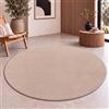 Paco Home Tappeto Salotto Moderno Soggiorno Pelo Corto Monocolore Antiscivolo, Beige, 80 cm tondo