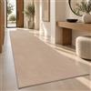 Paco Home Tappeto Salotto Moderno Soggiorno Pelo Corto Monocolore Antiscivolo, Beige, 80x300 cm