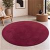 Paco Home Tappeto Salotto Moderno Soggiorno Pelo Corto Monocolore Antiscivolo, Rosso, 80 cm tondo