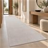 Paco Home Tappeto Salotto Moderno Soggiorno Pelo Corto Monocolore Antiscivolo, Argento, 80x300 cm