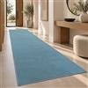 Paco Home Tappeto Salotto Moderno Soggiorno Pelo Corto Monocolore Antiscivolo, Turchese, 80x300 cm