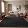 Paco Home Tappeto Salotto Moderno Soggiorno Pelo Corto Monocolore Antiscivolo, Nero, 80x300 cm