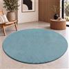 Paco Home Tappeto Salotto Moderno Soggiorno Pelo Corto Monocolore Antiscivolo, Turchese, 200 cm tondo