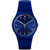 Swatch Unisex 43 mm Blue silicone band Plastic Case Swiss Quartz Analog Watch suon116