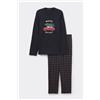 Tezenis Pigiama Lungo Cotone Pesante Stampa Natalizia Uomo Nero