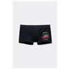 Tezenis Boxer In Cotone Stampato Bordi A Contrasto Con Logo Uomo Nero