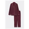 Tezenis Pigiama Lungo Aperto In Flanella Piping Donna Rosso
