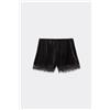 Tezenis Shorts In Velluto E Pizzo Donna Nero