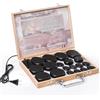 Ricyea Hot Stone - Set di 21 pietre calde di basalto naturale, set di pietre massaggianti portatili, con scatola di bambù per spa, relax, massaggio terapia (21 pezzi)