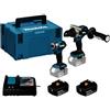 Makita DLX2549TJ 18V Li-Ion LXT - Kit combinato brushless, 2 pezzi, con 2 batterie da 5,0 Ah e caricabatterie, fornito in una custodia Makpac