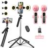 YUANRAN Kit di Vlogging da 180 cm per iPhone, Asta Selfie con Luce e | Treppiede per cellulare per smartphone, kit di avvio Tiktok/YouTube, kit di vlogging con luce e microfono