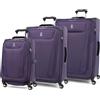 Travelpro Maxlite 5 bagagli a mano espandibili con 4 ruote, custodia morbida per sotto il sedile, custodia leggera esterna morbida, per uomo e donna, set da 2 pezzi., Imperial Purple (viola), 3-Piece