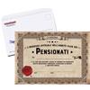 Auguriando Biglietto Auguri Pensionato Pensionata Pensione idea Regalo Pensionamento simpatico Gadget per la festa del neo-pensionato biglietti auguri umoristici (Attestato)