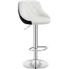 WOLTU Sgabello da bar Seduta in Pelle finta, struttura in acciaio cromato, 2 colori, bianco+nero