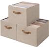 StorageWorks Contenitori per armadio, marrone e beige, confezione da 3 | Cestini portaoggetti per l'organizzazione, organizer per armadi e cestini portaoggetti, contenitori pieghevoli per armadio