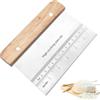 NOPVUFA Tarocco per Impasti in Acciaio Inox con Scala Graduata e Manico in Legno, Spatola Pizza Professionale, Tagliapasta per Pane e Dolci, Raschietto Cucina Multiuso per Pasticceria, 15x11 cm