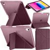 A-BEAUTY Cover Custodia per iPad (A16) 11ª/10ª Gen, Vino Rosso | Portapenna, Cover Retro Traslucido Sottile, Supporto Y Tri-Pieghevole, Auto Svegliati/Sonno