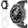 iVoler 3 Pezzi Cover con Vetro Temperato per Amazfit T-Rex 3 PRO 48mm, Copertura Completa Pellicola Protettiva Custodia Antiurto, Sottile Anti-Graffio Rigida Bumper Case, 2 Trasparente + 1 Nero
