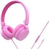 LiberIntone Cuffie per bambini, cuffie con cavo on-ear per scuola, volume sicuro limitato 85/94 dB, microfono HD, suono stereo per ragazze e ragazzi, cuffie pieghevoli per viaggi, computer, aereo, tablet Kindle