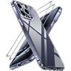 iVoler Cover Chiaro per iPhone 15 Pro Max con 2 Pezzi Pellicola Vetro Temperato, [Antiurto di Grado Militare][Protezione Fotocamera] Custodia Trasparente Sottile Anti-Ingiallimento Case - Trasparente