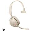 Jabra Evolve2 65 Wireless PC Headset - Noise Cancelling, Tutte le piattaforme, Dongle USB-C, Colore Beige, Mono