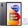 Xiaomi Redmi Pad 2 Pro 5G 8GB+256GB,Display Eye Care da 12,1 120Hz 2.5K,Batteria capiente da 12000mAh (Tip.), Snapdragon 7s Gen 4, eSIM,Ricarica rapida da 33W,Grigio,can cuffie smart incluse Bianco