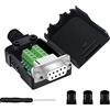 YIOVVOM Connettore DB9 Breakout, DB9 RS232 D-SUB femmina senza saldatura, adattatore seriale a porta a 9 pin bianco per modulo di segnale connettore terminale con custodia e dado