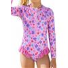 Ewbob Costume da bagno per bambine carino a maniche lunghe Rash Guard Costume da bagno ad asciugatura rapida Costume da bagno intero da spiaggia con UPF 50+