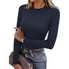 Totatuit Maglietta Donna Maniche Lunghe T-Shirt Elegante Top a Collo Alto Lupetto Casual Maglia Sexy Slim Fit Basic Solido Tee