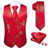 Barry.Wang Set di gilet natalizio da uomo rosso verde con cravatta | Albero di Natale Neve Alce Fiocco di Neve Gilet Divertente Festa di Vacanza Vest Tie Set 4PC Capodanno Festival Festa