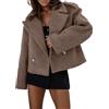 YIzdegg Giacca invernale da donna, corta, cappotto da donna, invernale, calda, in misto lana, elegante con bottone a risvolto, in tinta unita, cappotto corto, giacca invernale