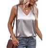 Zeagoo Canotta da Donna in Raso Senza Maniche Estivo Scollo a V Tops | Camicia in seta | Top basic setoso | Canotta per tutte le stagioni | XS-XXL