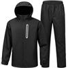 SwissWell Tuta Antipioggia Uomo Impermeabile | Traspirante e Riflettente, Vita Elastica con Giacca con Cappuccio e Pantaloni Impermeabili