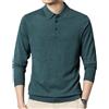 Hgvcfcv Polo da uomo autunnale a maniche lunghe in misto lana con risvolto, maglione casual